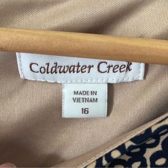 NWT Coldwater Creek navy tan print jersey dress XL 16 - Picture 4 of 11
